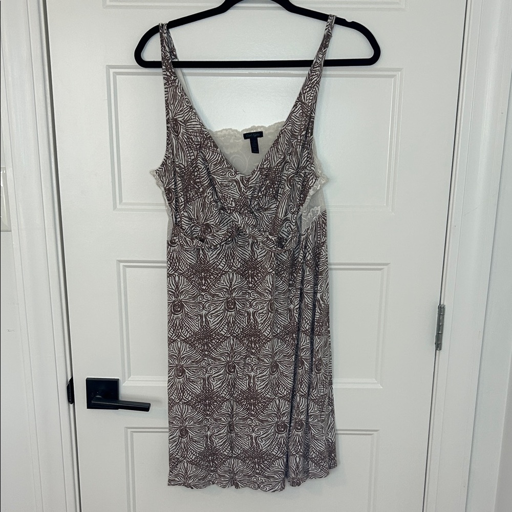 Cool Nights Elegant Brown Floral Lace Nightgown